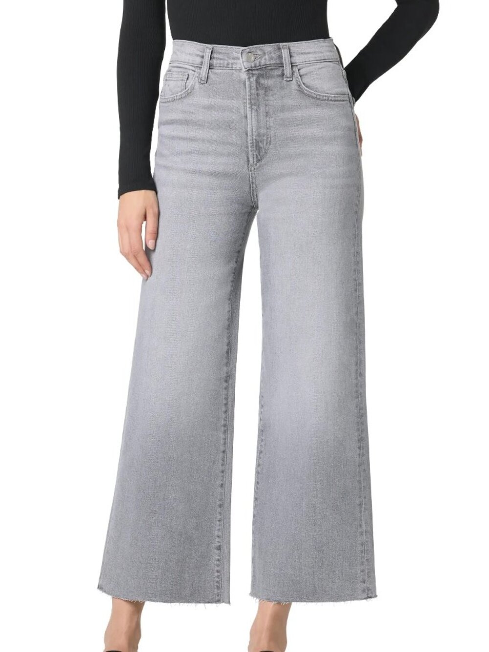 JOE'S Raw Hem High Waist Ankle Wide Leg Jeans in Athena Grey